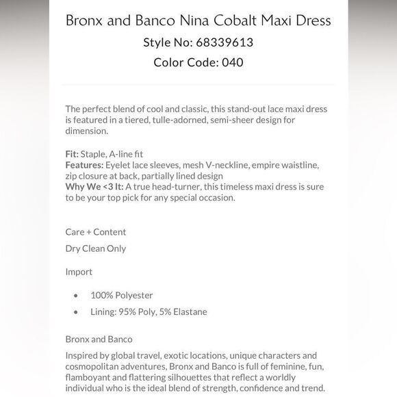 Free People Bronx and Banco Nina Cobalt Maxi Dress/ Size XS - Picture 12 of 13